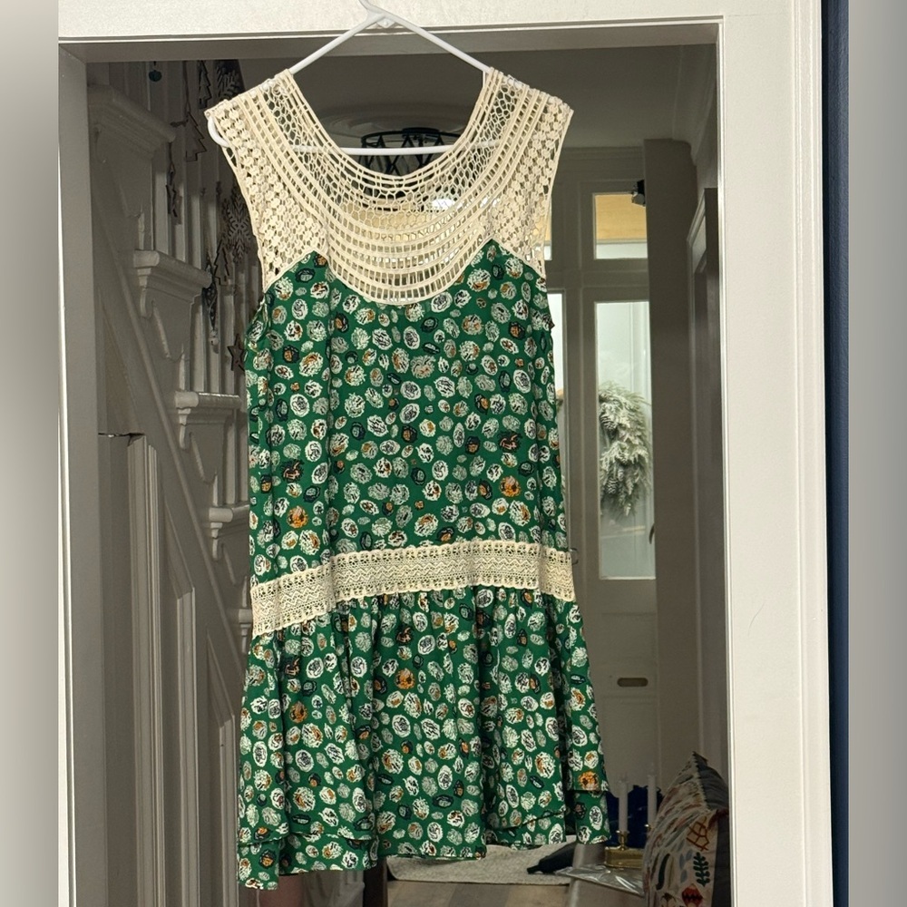 ABS Allen Schwartz Green Floral Mini Dress - Picture 9 of 11